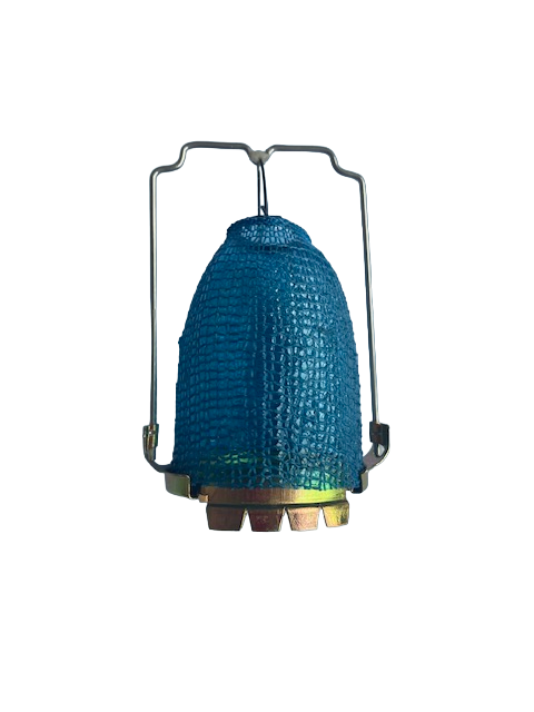 Blue mantle with metal holder on a white background